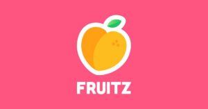 Logo de Fruitz avec une illustration d'orange sur fond rose.